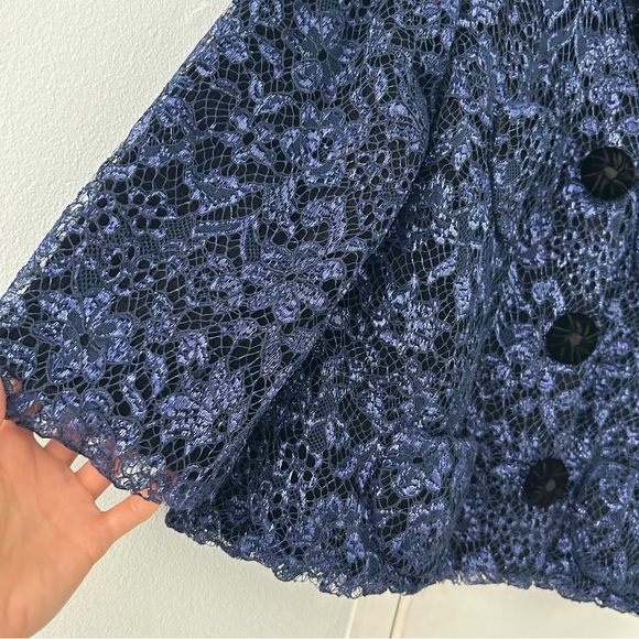 MARC JACOBS Navy Metallic Lace Bolero Short Coat Jacket NWOT - Picture 7 of 8